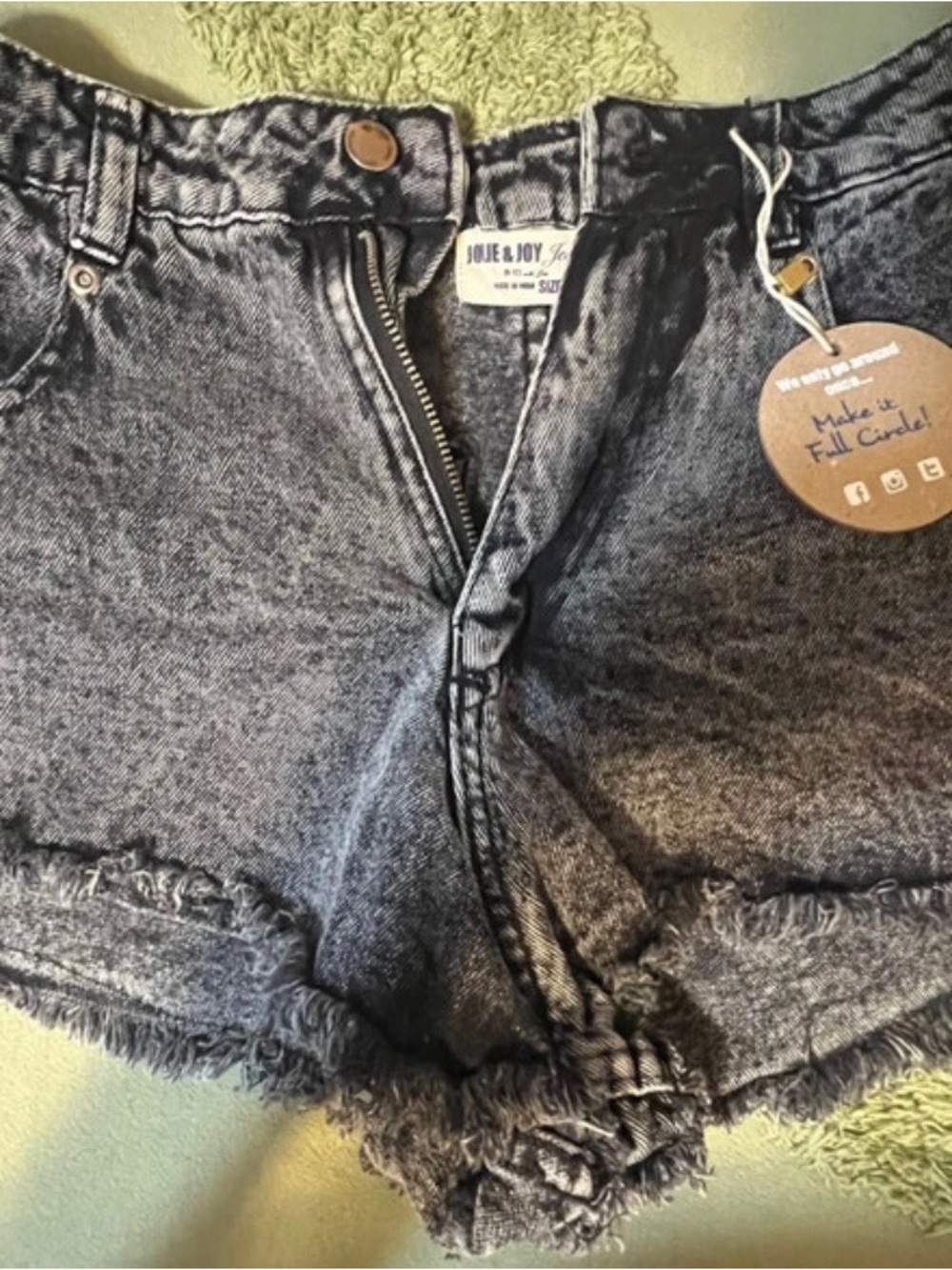 Women's Black Acid-Wash Denim Shorts